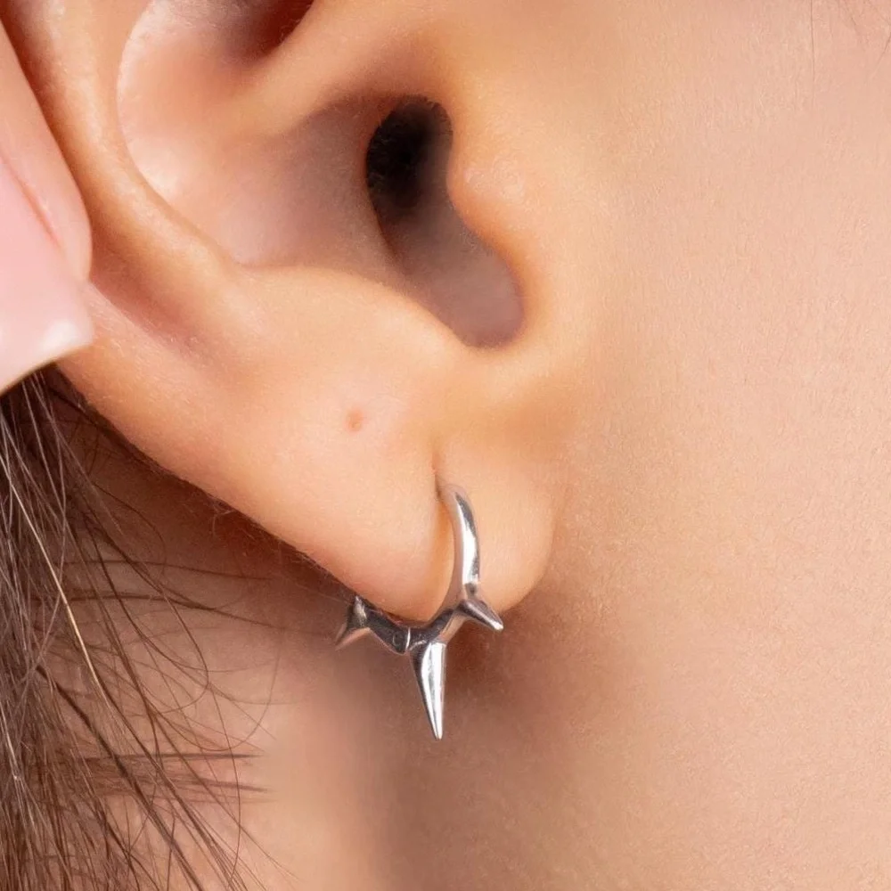 Kate Spade Inspired 925 Sterling Silver Spike Hoop Earrings